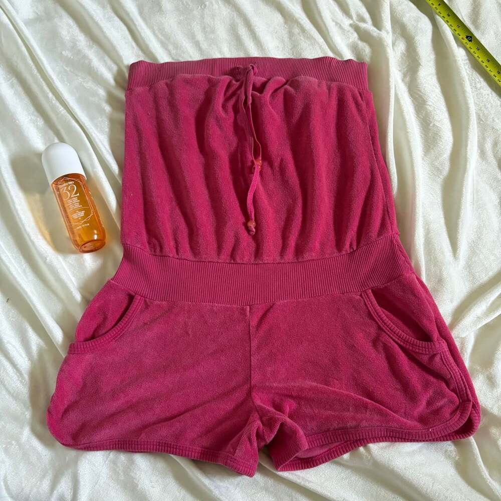 Old Navy Pink Terry Cloth Strapless Romper